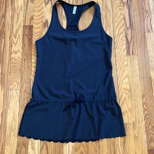 LUCY black draw string waist razorback top in size small